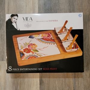 8pc serving set, Eva Mendes Rose print
